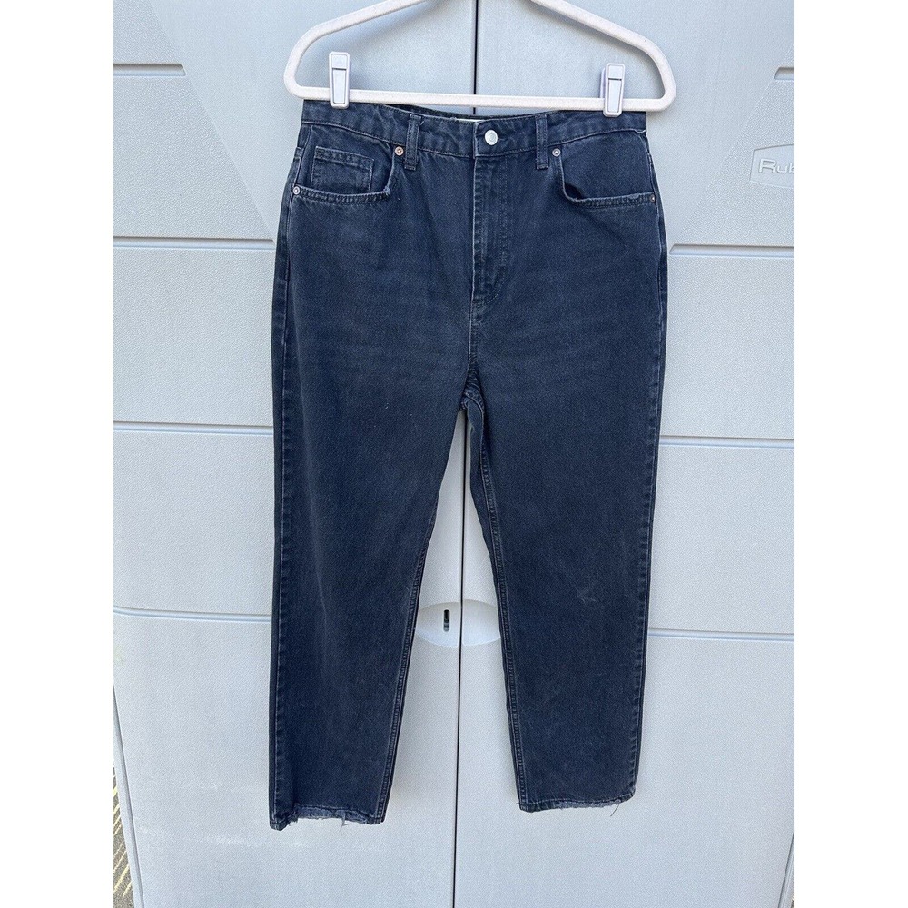 We the Free Lucia Ankle Crop Black Jeans Straight High Rise Button Fly Sz 31